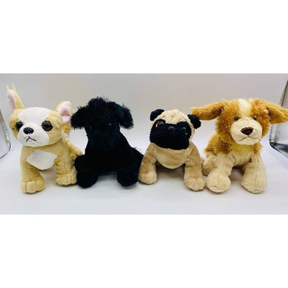 Ganz Webkinz Lil Kinz Dog Lot of 4 plush,   Pug, Poodle, Chihuahua, Spaniel